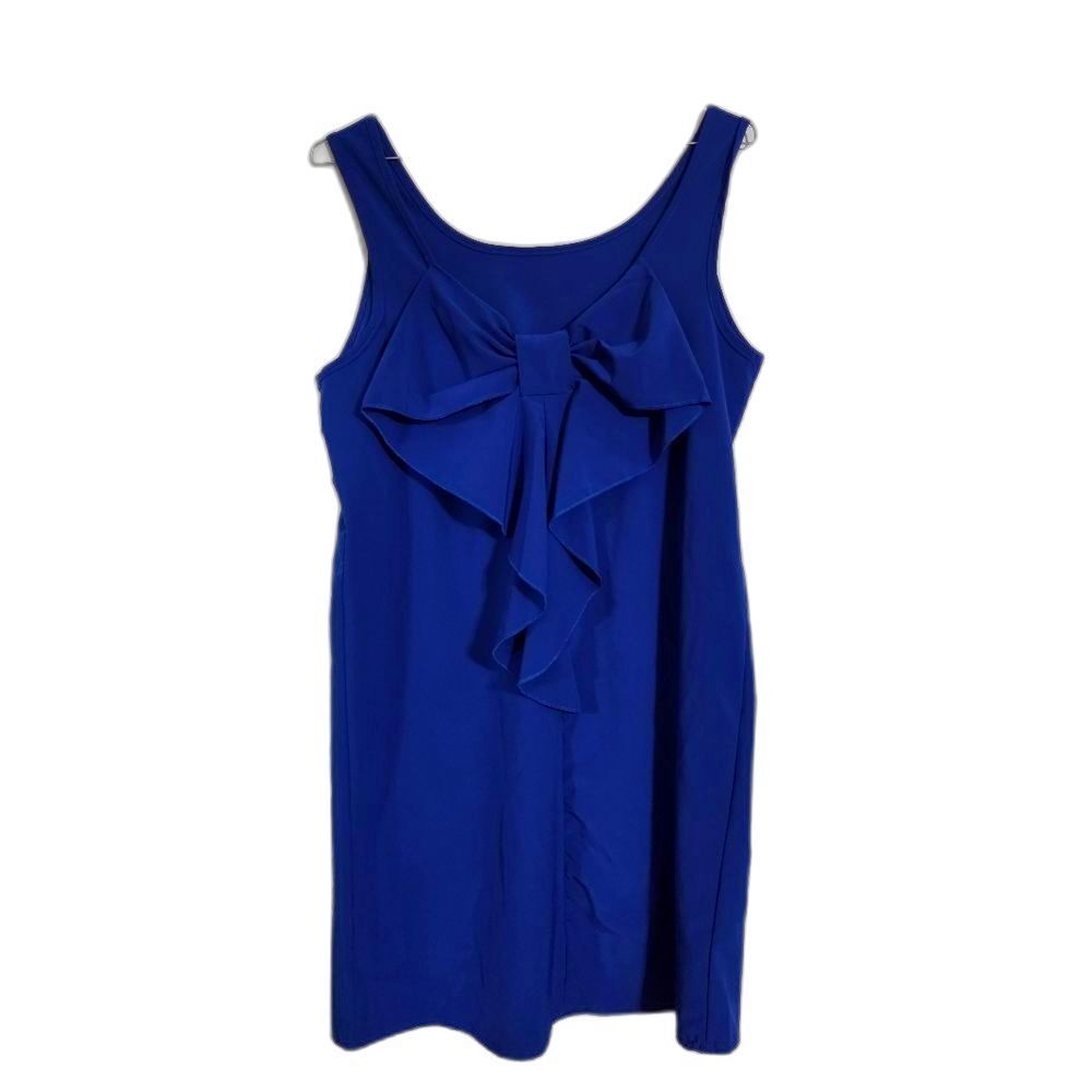 Bow-Front Sleeveless Midi Dress in Cobalt Blue